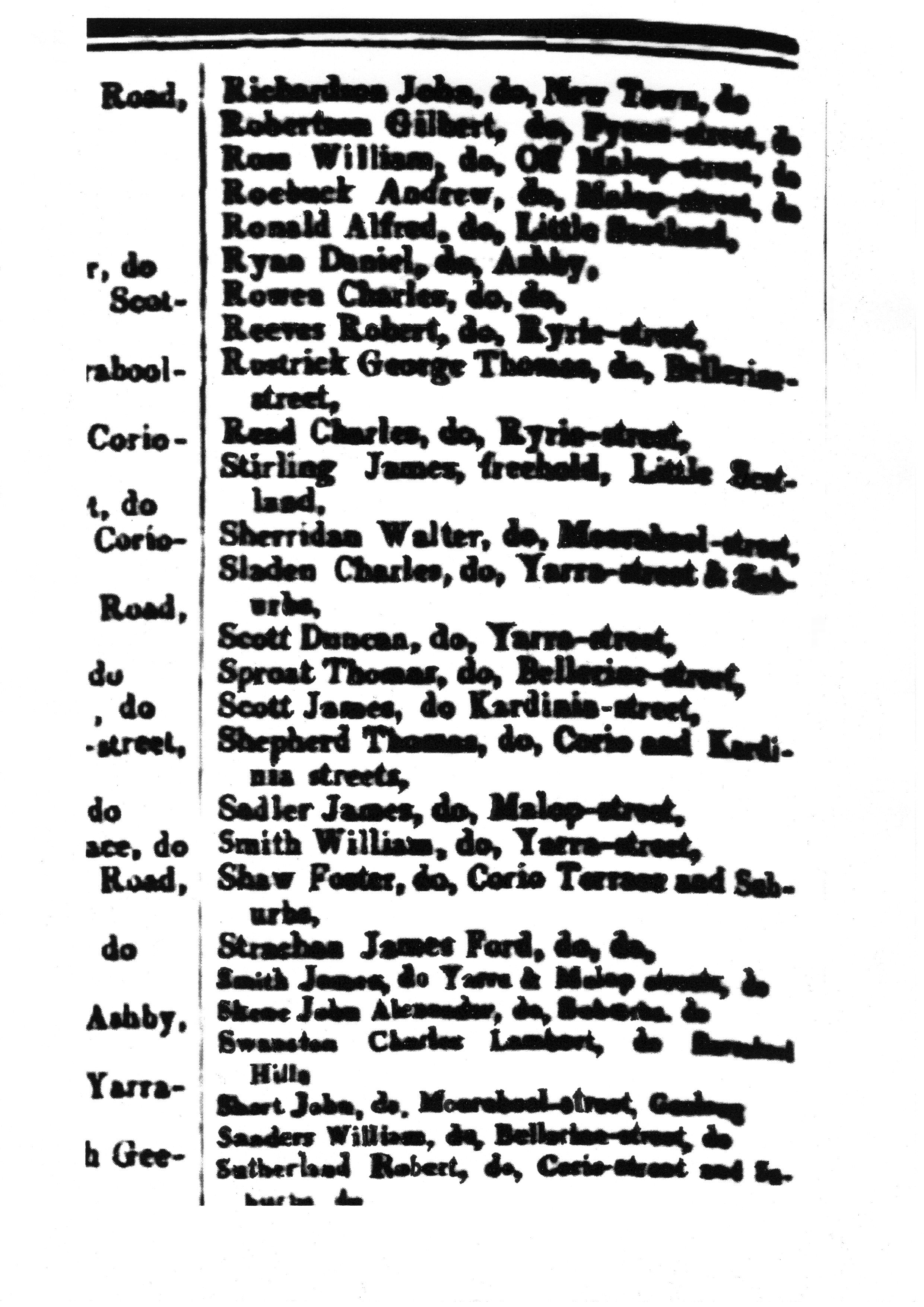 [1850 Electoral Roll of Geelong]